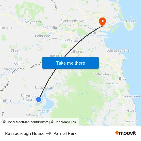 Russborough House to Parnell Park map