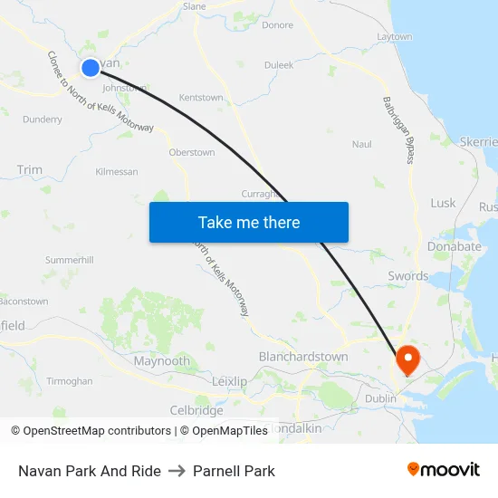 Navan Park And Ride to Parnell Park map