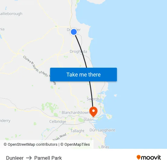 Dunleer to Parnell Park map
