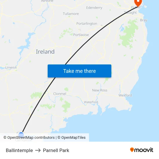 Ballintemple to Parnell Park map