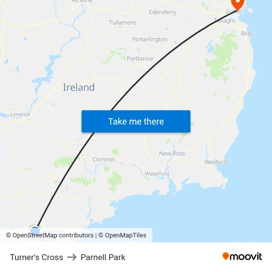 Turner's Cross to Parnell Park map