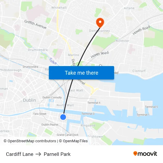 Cardiff Lane to Parnell Park map
