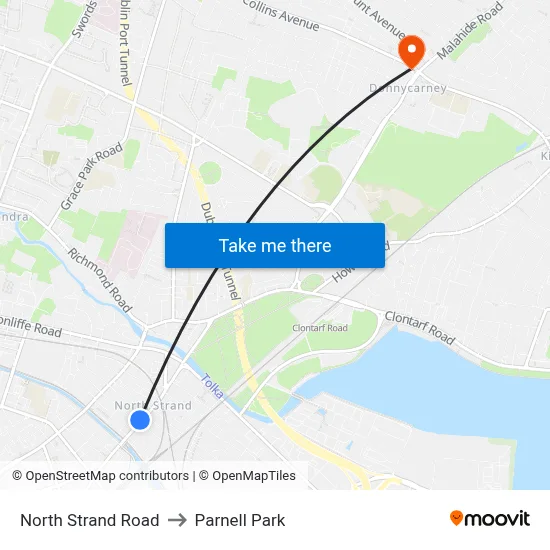 North Strand Road to Parnell Park map