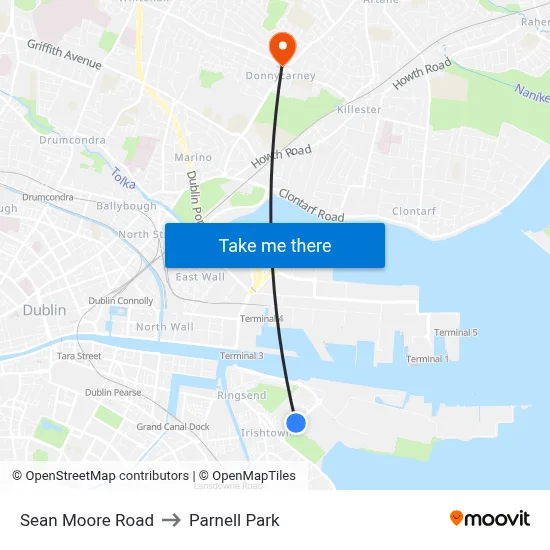 Sean Moore Road to Parnell Park map