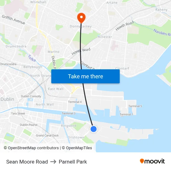 Sean Moore Road to Parnell Park map