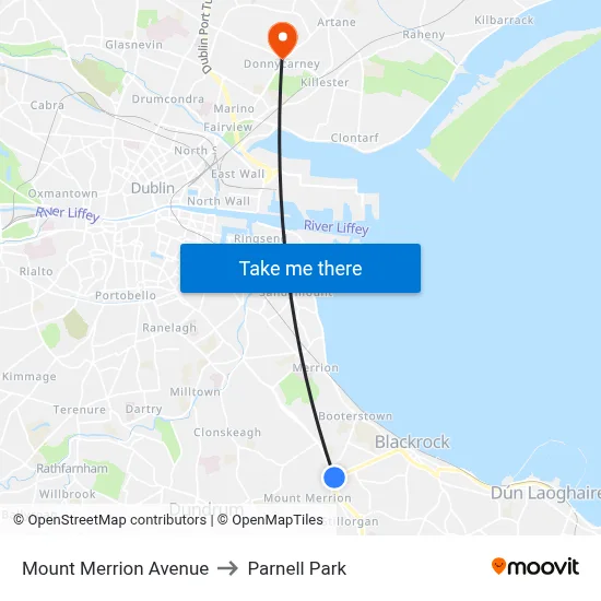 Mount Merrion Avenue to Parnell Park map