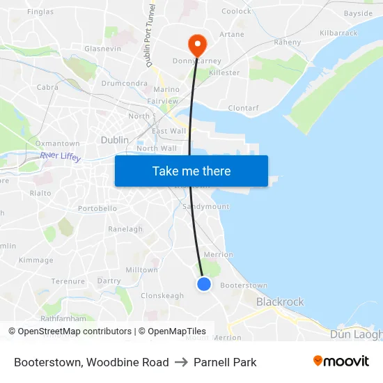 Booterstown, Woodbine Road to Parnell Park map