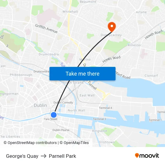 George's Quay to Parnell Park map