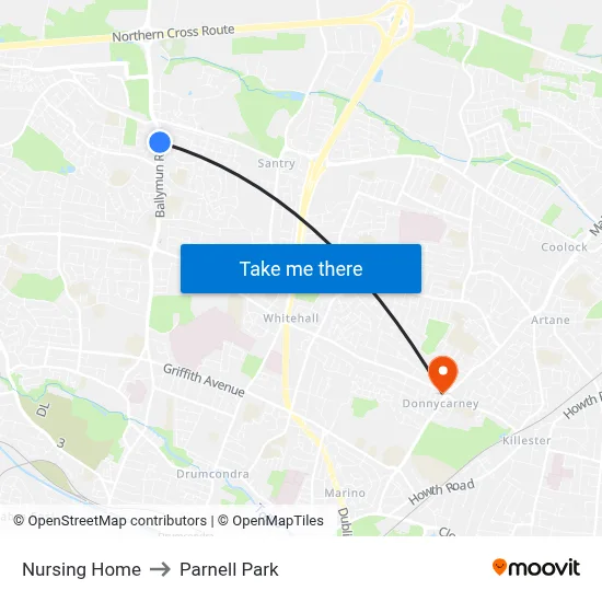Nursing Home to Parnell Park map