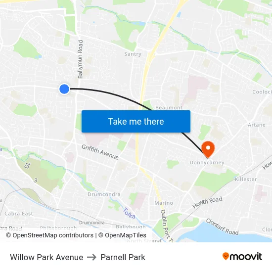 Willow Park Avenue to Parnell Park map