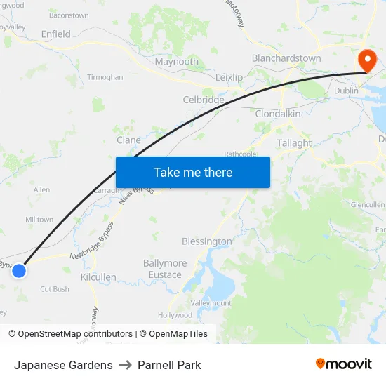 Japanese Gardens to Parnell Park map