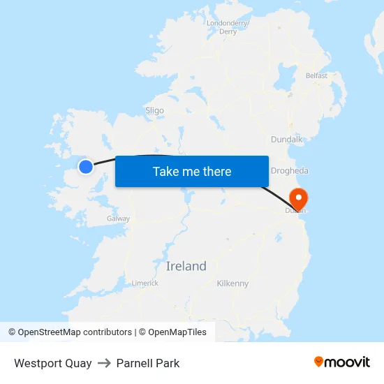 Westport Quay to Parnell Park map