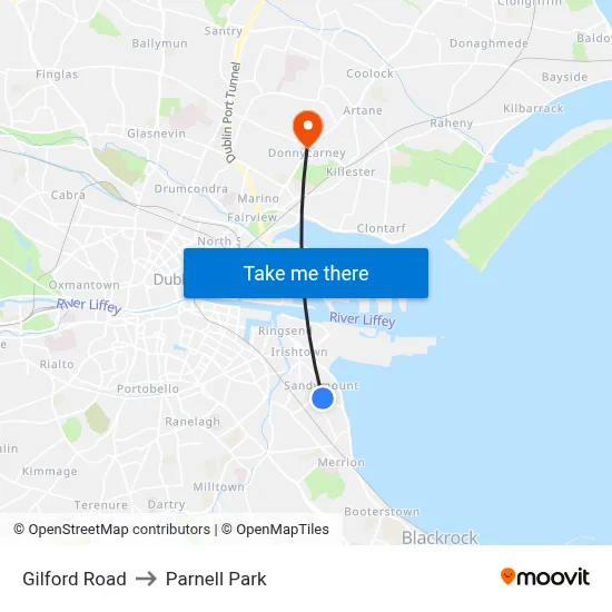 Gilford Road to Parnell Park map