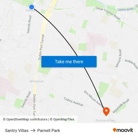 Santry Villas to Parnell Park map