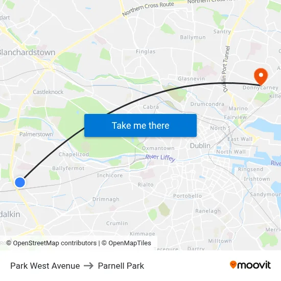Park West Avenue to Parnell Park map