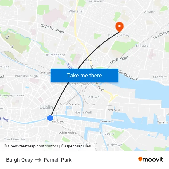 Burgh Quay to Parnell Park map