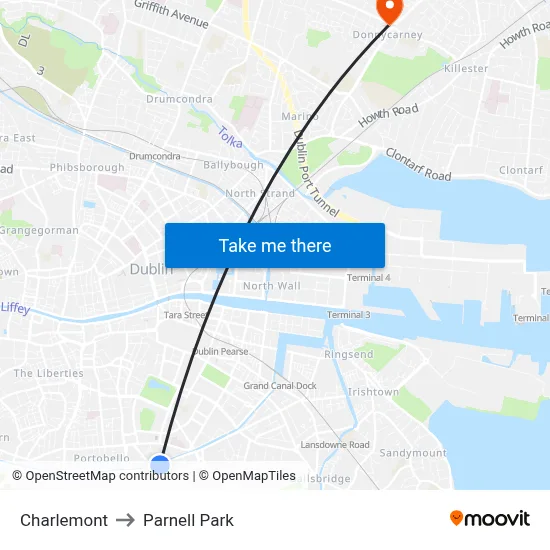 Charlemont to Parnell Park map