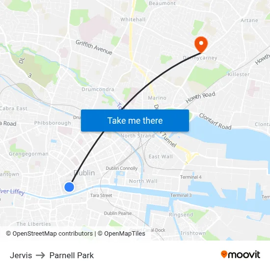 Jervis to Parnell Park map
