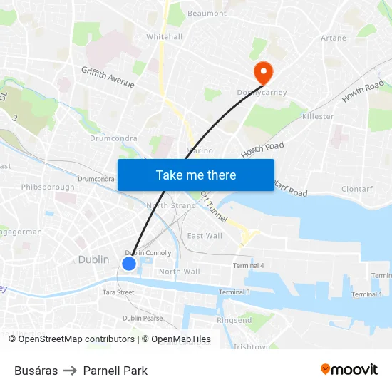 Busáras to Parnell Park map