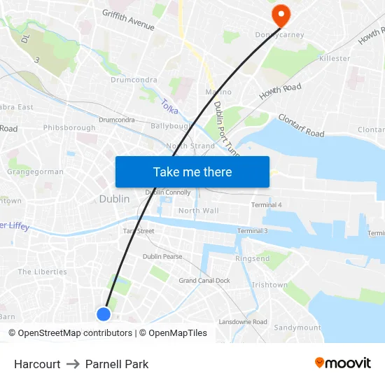 Harcourt to Parnell Park map