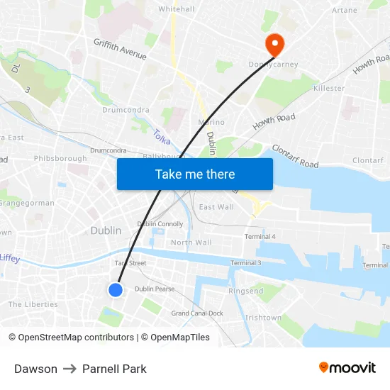 Dawson to Parnell Park map