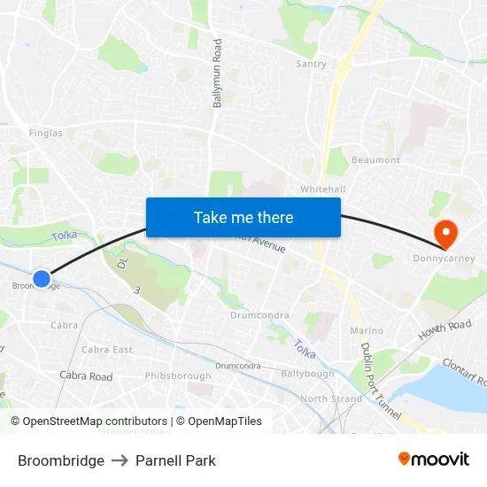Broombridge to Parnell Park map