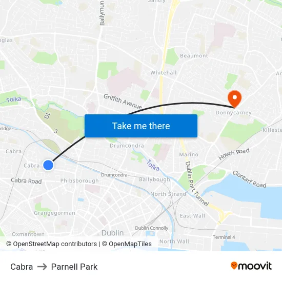 Cabra to Parnell Park map