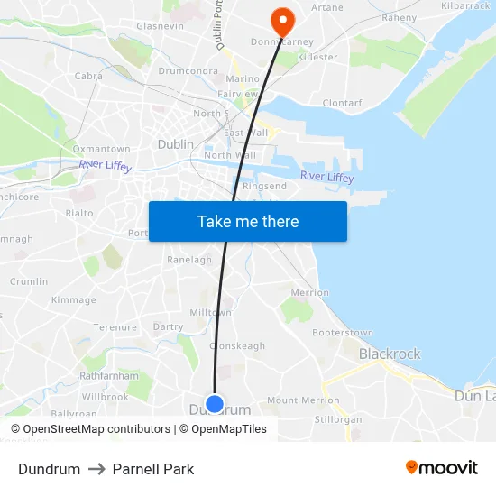 Dundrum to Parnell Park map