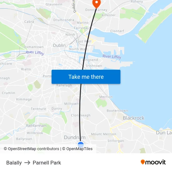 Balally to Parnell Park map