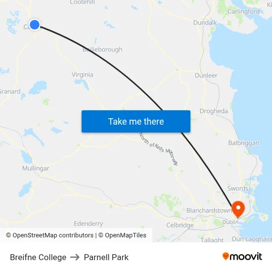 Breifne College to Parnell Park map