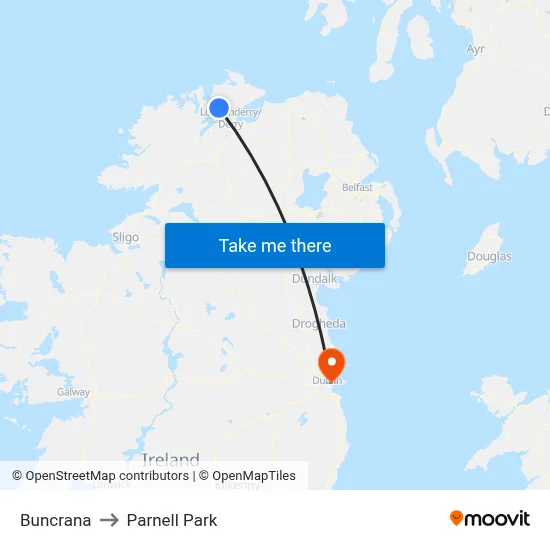 Buncrana to Parnell Park map