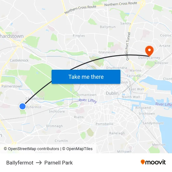 Ballyfermot to Parnell Park map