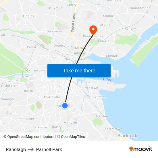 Ranelagh to Parnell Park map