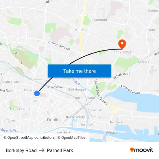Berkeley Road to Parnell Park map