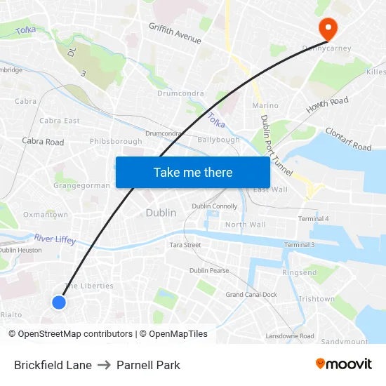 Brickfield Lane to Parnell Park map