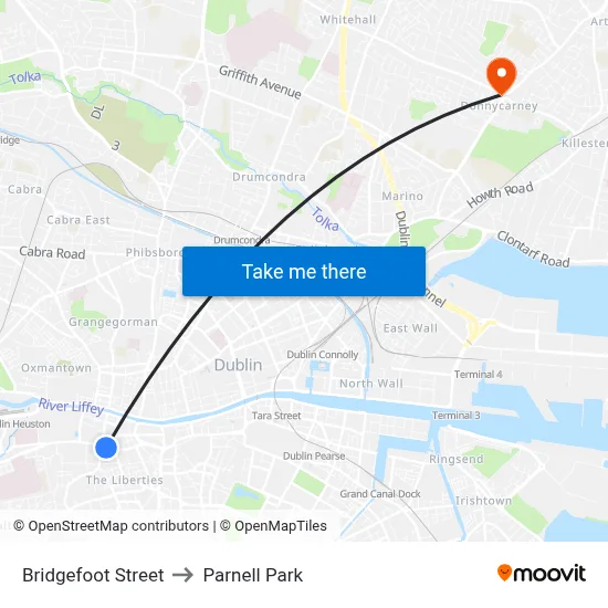 Bridgefoot Street to Parnell Park map