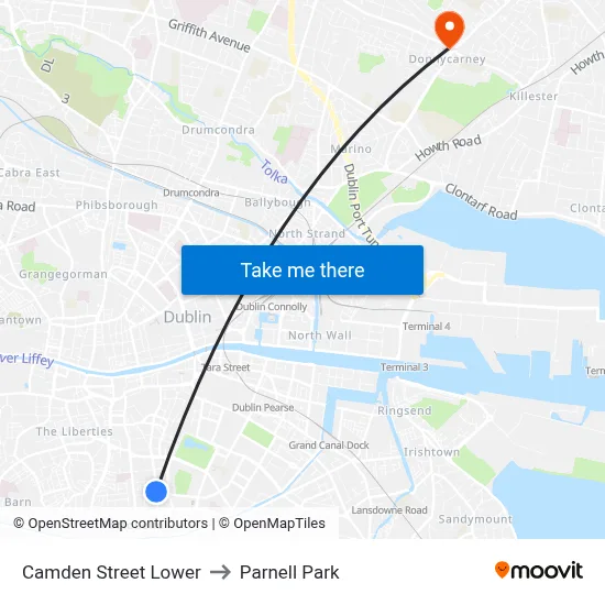Camden Street Lower to Parnell Park map