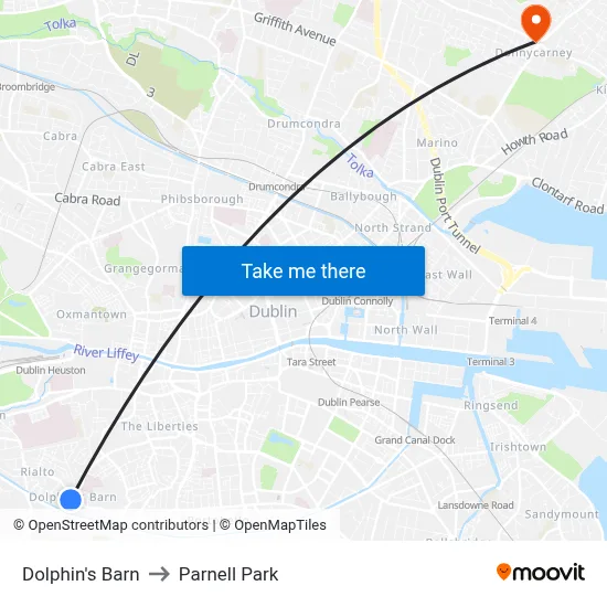 Dolphin's Barn to Parnell Park map