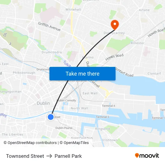 Townsend Street to Parnell Park map