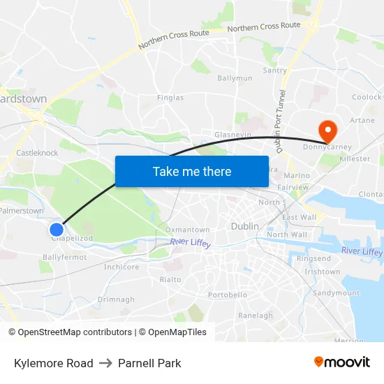Kylemore Road to Parnell Park map