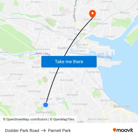 Dodder Park Road to Parnell Park map