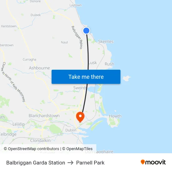 Balbriggan Garda Station to Parnell Park map