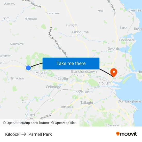 Kilcock to Parnell Park map