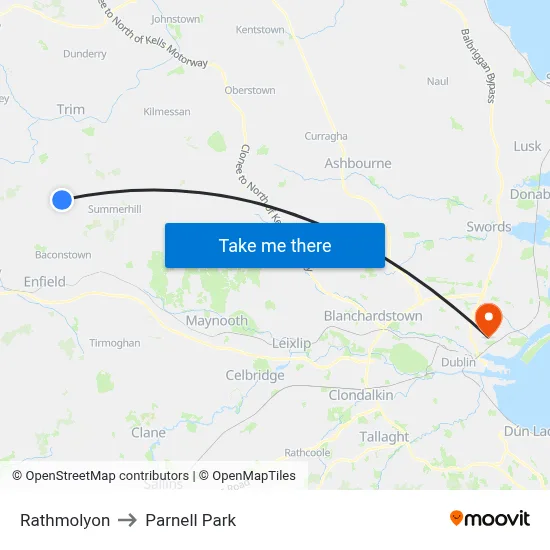Rathmolyon to Parnell Park map