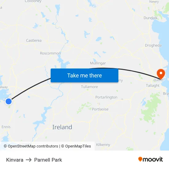 Kinvara to Parnell Park map