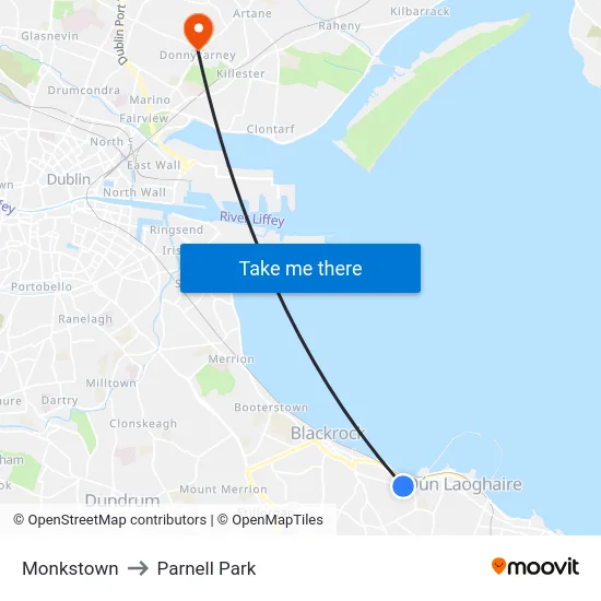 Monkstown to Parnell Park map