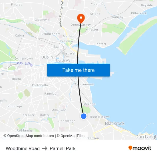 Woodbine Road to Parnell Park map