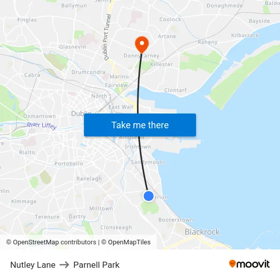 Nutley Lane to Parnell Park map