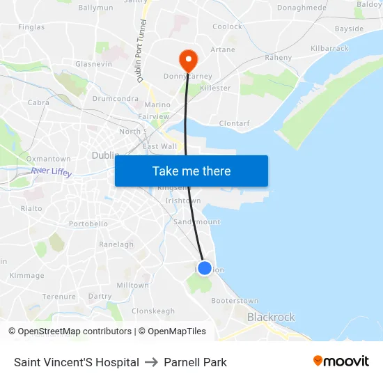 Saint Vincent'S Hospital to Parnell Park map