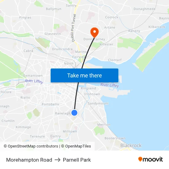 Morehampton Road to Parnell Park map